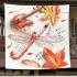 Cute damselfly and music notes with harp blanket