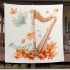 Cute damselfly and music notes with harp blanket