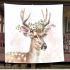 Cute deer with a floral wreath on its horns blanket