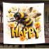 Cute happy bee with flowers on its wings blanket