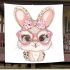 Cute kawaii bunny with pink glasses blanket