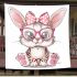 Cute kawaii bunny with pink glasses blanket