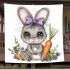 Cute kawaii gray bunny with big eyes blanket