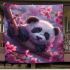 Cute little panda surrounded by pink cherry blossoms blanket