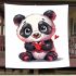 Cute panda bear making a heart with blanket
