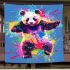 Cute panda in the style of rainbow paint splash blanket