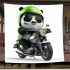 Cute panda wearing black sunglasses motorcycle blanket