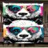 Cute panda wearing colorful glasses blanket