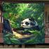 Cute panda wearing headphones blanket
