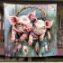 Cute pigs with dream catcher area rug blanket