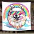 Cute pomeranian dog wearing black sunglasses blanket