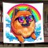 Cute pomeranian dog wearing black sunglasses blanket