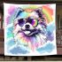 Cute pomeranian dog wearing black sunglasses blanket