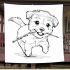 Cute puppy running with its tail raised blanket