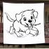 Cute puppy running with its tail raised blanket