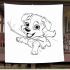 Cute puppy running with its tail up blanket