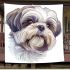 Cute shih tzu dog clipart detailed color drawing blanket
