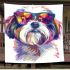 Cute shih tzu dog wearing colorful sunglasses blanket