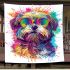 Cute shih tzu dog wearing rainbow sunglasses blanket
