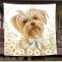 Cute yellow long haired smiling yorkshire terrier blanket