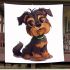 Cute yorkshire terrier sitting with his head tilted back blanket