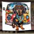 Dachshund with sunglasses blanket