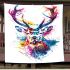 Deer head with antlers brush strokes blanket