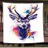 Deer head with antlers brush strokes blanket