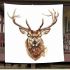 Deer head with large antlers blanket