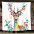 Deer with colorful flower horns blanket