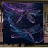Dragonflies in neon blue and purple colors blanket
