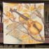 Dragonfly wings with violins and music notes in autumn blanket