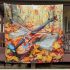 Dragonfly wings with violins and music notes in autumn blanket