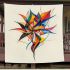 Drawing of an abstract flower design with colorful lines and shapes blanket