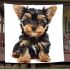 Frontal picture of a cute yorkshire terrier puppy blanket