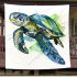 Geometric sea turtle blue and green blanket