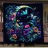 Glowing butterflies dance among vibrant flowers blanket