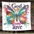 God family love a colorful butterfly blanket