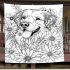 Golden retriever surrounded by flowers coloring blanket