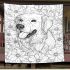 Golden retriever surrounded flowers coloring blanket