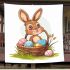 Happy easter bunny with a basket full of colored eggs blanket