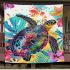 Happy turtle with colorful mandala patterns blanket