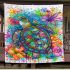 Happy turtle with colorful mandala patterns blanket