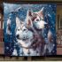 Husky dogs with dream catcher area rug blanket