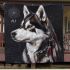 Husky with dream catcher area rug blanket