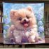 Kawaii cute adorable fluffy furry baby puppy brown beige fur blanket