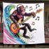 Monkey surfing with electric guitar and headphones blanket