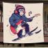 Monkey wearing hat and skiing with electric guitar blanket