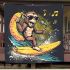 Monkey wearing sunglasses surfing with banana blanket
