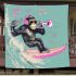 Monkey wearing sunglasses surfing with trumpet blanket
